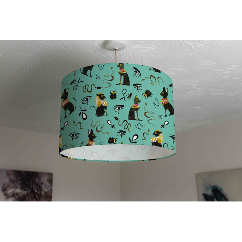 Ancient Egypt Horus Eye Sign 25cm H Cotton Drum Pendant Shade ( Uno )