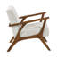Élégant fauteuil d'appoint moderne en tissu de chenille tissé beige, structure en bois d'hévéa massif châtaignier, profondeur d'assise de 22 po, capacité de 300 lb, fauteuil rembourré contemporain avec accoudoirs en bois de 3 po de largeur-638432159