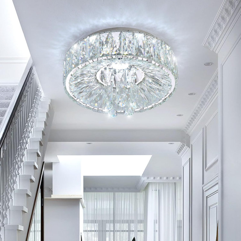 Modern Dimmable Crystal Chandelier, Silver