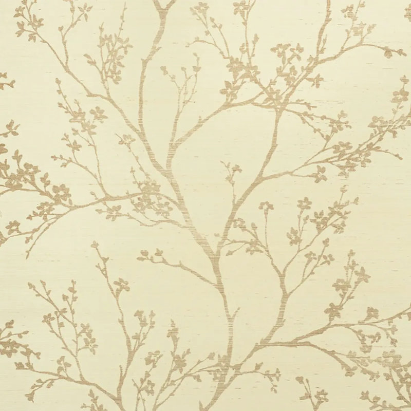 Twiggy Sisal Wallpaper, Gold on Ivory