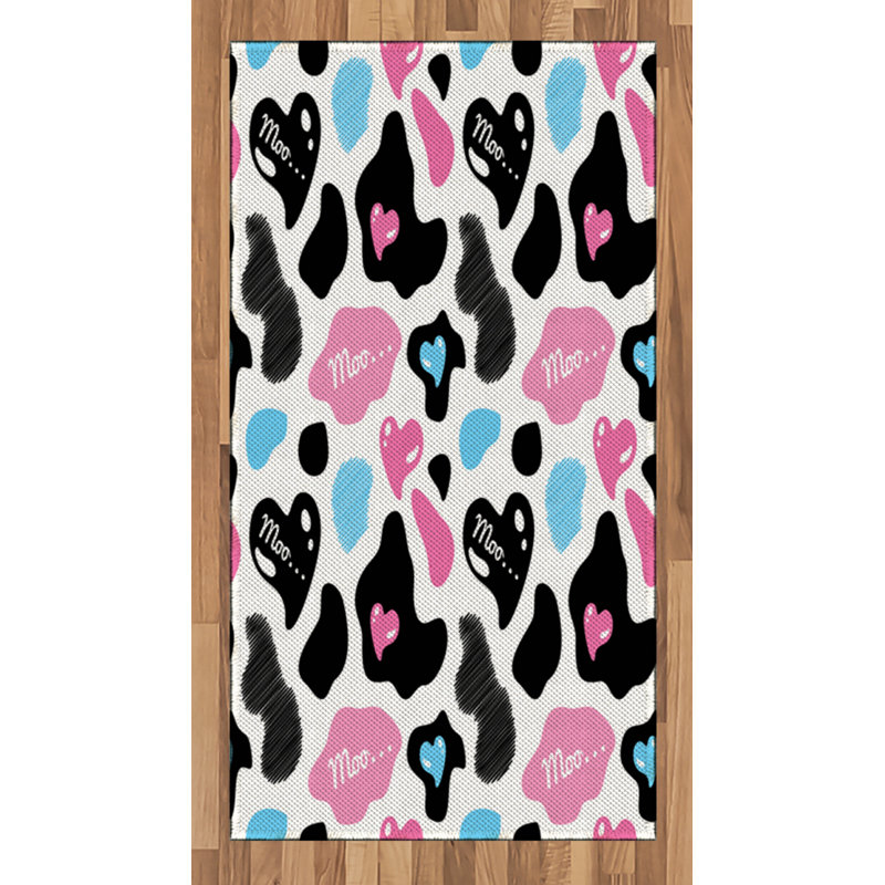 Cow Print High Density Long Fiber Poly Threads Decorative Area Rug Carpet, Rectangle 2'7" x 5'