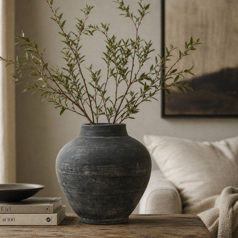 Vase de plancher en céramique 6,69 po intérieur / extérieur Emaria