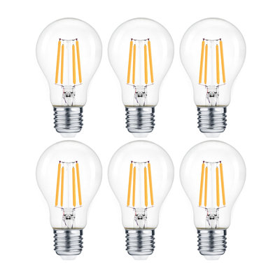 6-Pack 10W E27 LED Filament Bulbs