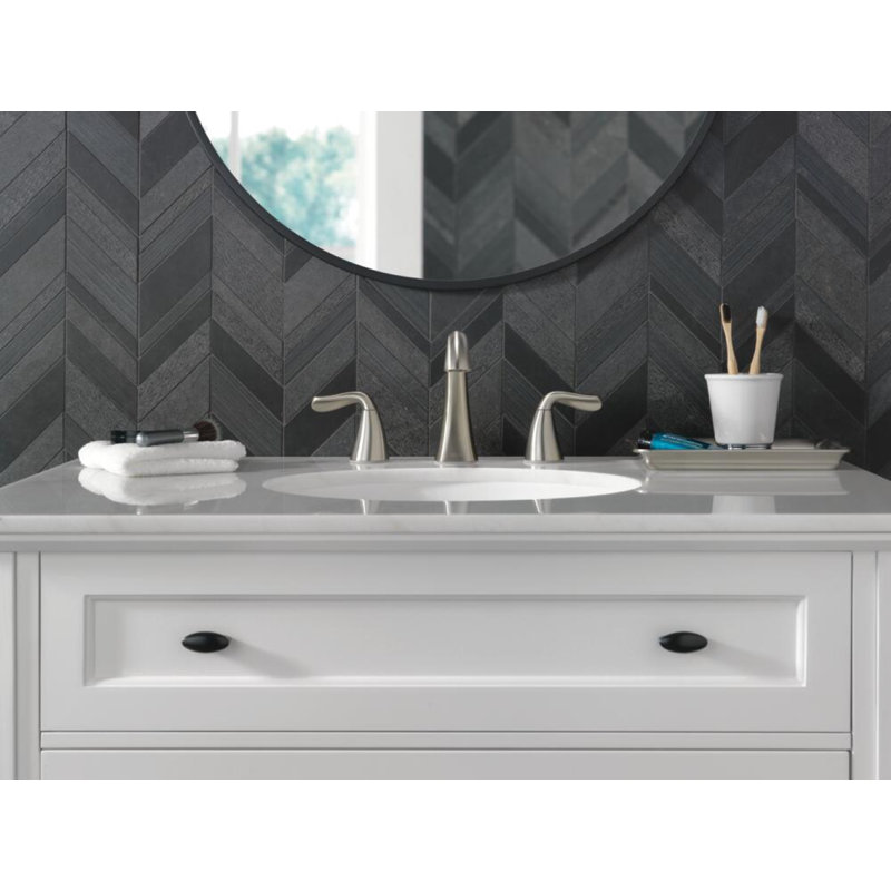 Robinet pour salle de bain à 3 trous et 2 poignées avec ensemble de drain Delta Arvo, Nickel brossé Spotshield