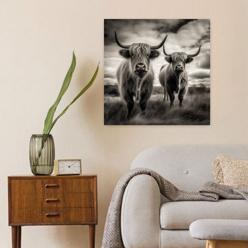 Art contemporain contemporain, paysage de vache abstrait, H 24 po x l 24 po