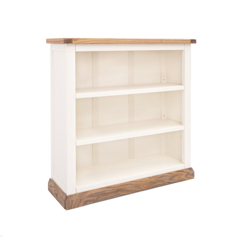 Arley 90 cm W Standard Bookcase, 90cm H x 90cm W x 30cm D, White/Hardwood top/base