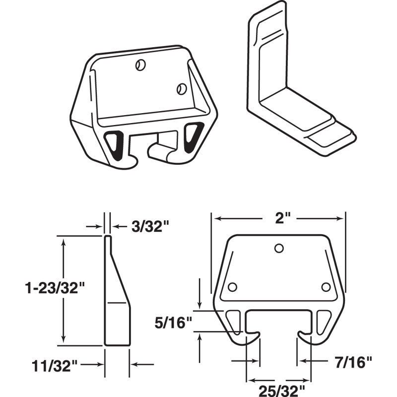 Ensemble de glissières de tiroir Prime-Line, fabrication en plastique 25/32 po, guide blanc
