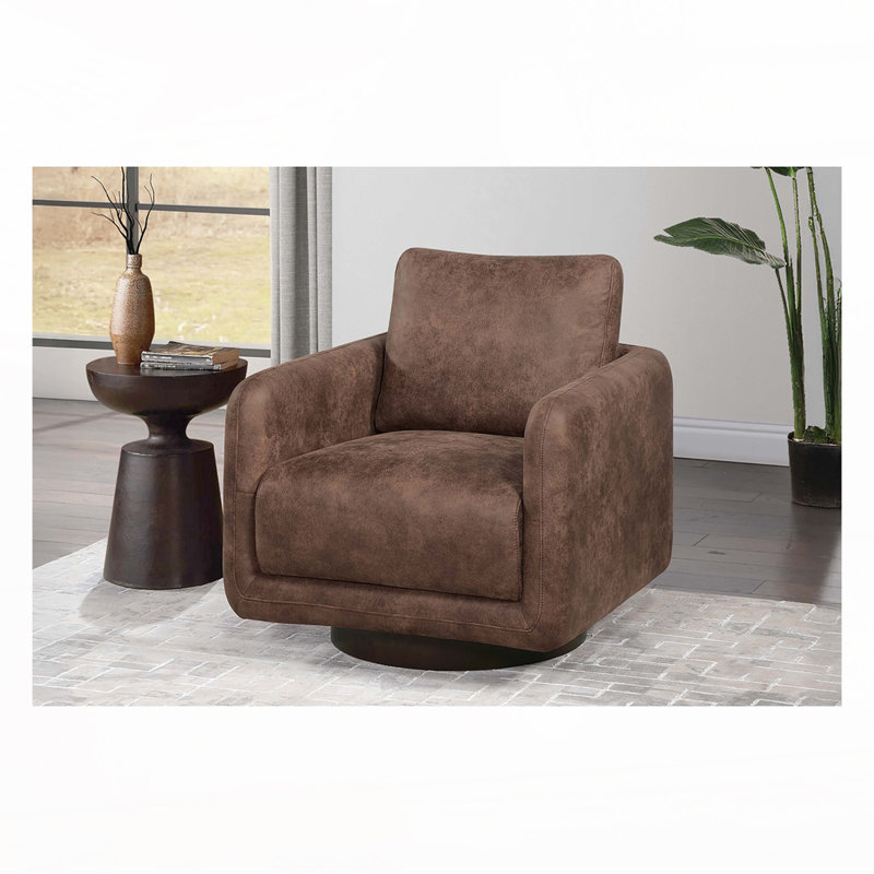 Fauteuil d'appoint pivotant en similicuir, Noyer