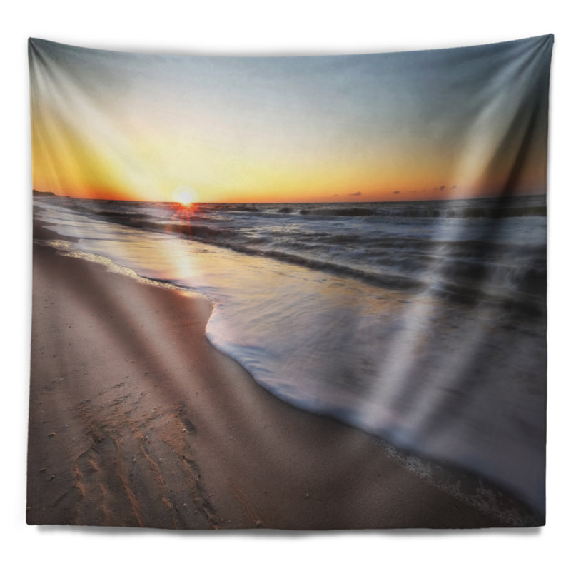 Tapisserie «Seashore Under Fiery Sunset Sky», H 68 po x l 80 po