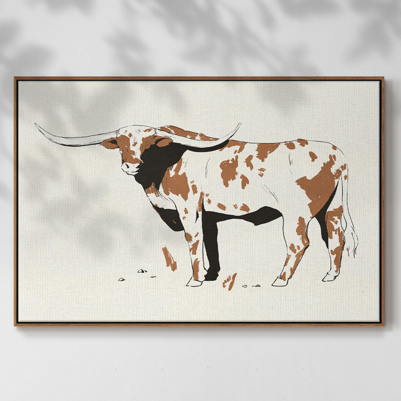 Toile encadrée de qualité supérieure Terre Cotta Steer II - prête à être accrochée, H 27 po x l 41 po x P 2 po