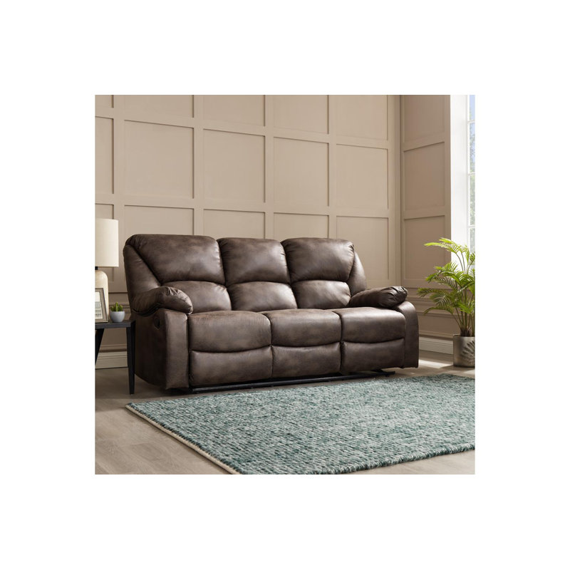 Hartnell 3 Seater Faux Leather Reclining Sofa, Brown