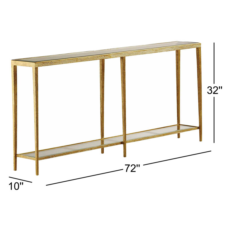 Jinx 72'' Glass Top Console Table, Brass