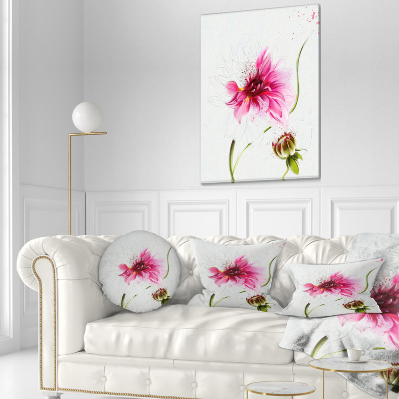 Coussin floral à fleurs avec tige et bud