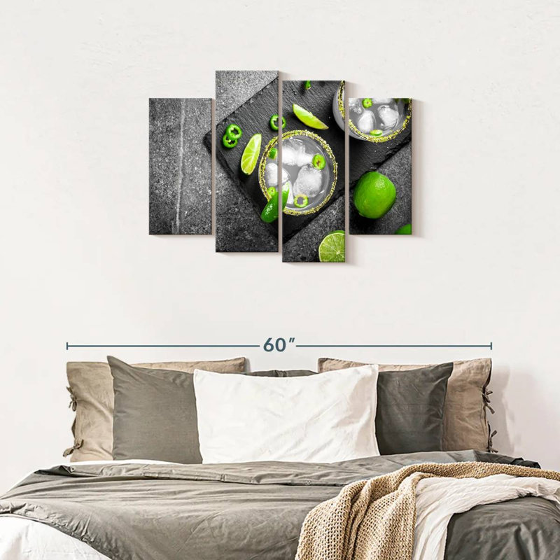 Cocktail mexicain cocktail sur toile, 4 pièces, H 27 po x l 43 po