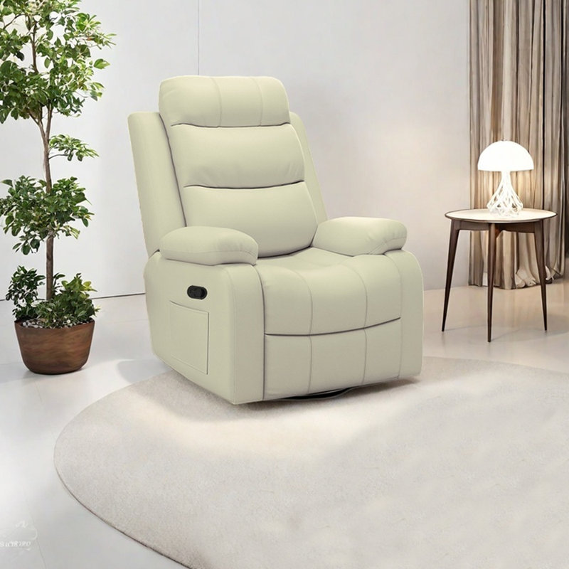 Ergonomically designed comfortable recliner, Cream white Faux Leather