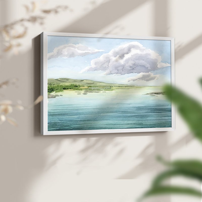 Clear Lagoon II -Framed Print - Restickable, 11" H x 14" W, White
