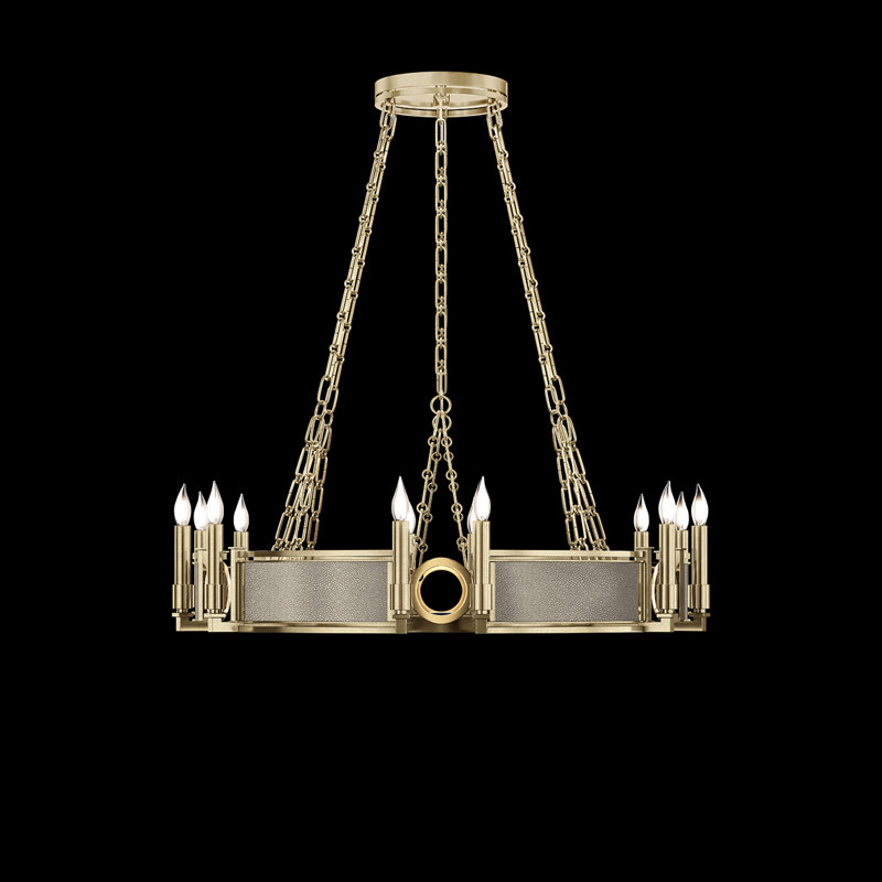 Mirage 12 - Light Chandelier, Coco/Brass/Soft Gold Leaf