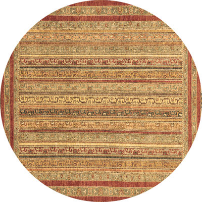 Tapis oriental rond fabriqué à la machine 5 pi en brun