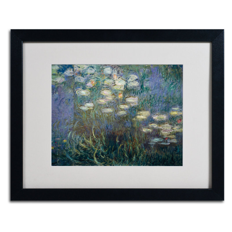 Claude Monet Water Lilies Framed Canvas Art in Black Frame