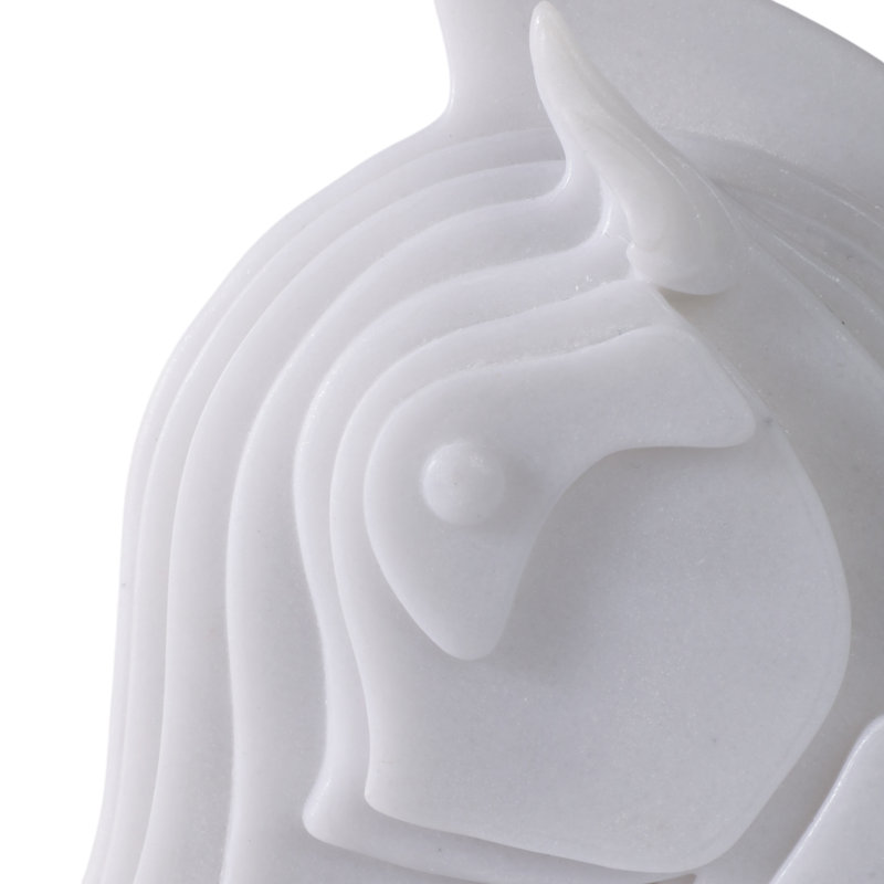Sculpture Resin Layered Modern Horse Bust Design Glam Accent Decor For Home Office Bedroom Living Room Display Shelf Tabletop Contemporary Artistic Style Statement Piece - 12" White