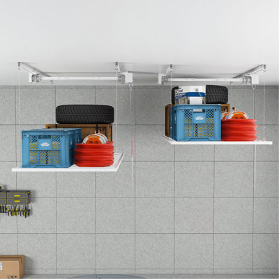 Overhead Garage Storage Rack 3X6 FT For High Ceilings 10-12 FT, 270LBS Capacity All-Steel Construction With Safety Lock (Installation Required, Heavy-Duty Garage Organizer)
