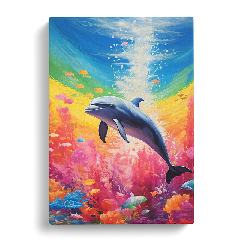 Dolphin Colour Field Art - Wrapped Canvas, 76cm H x 50cm W x 3cm D