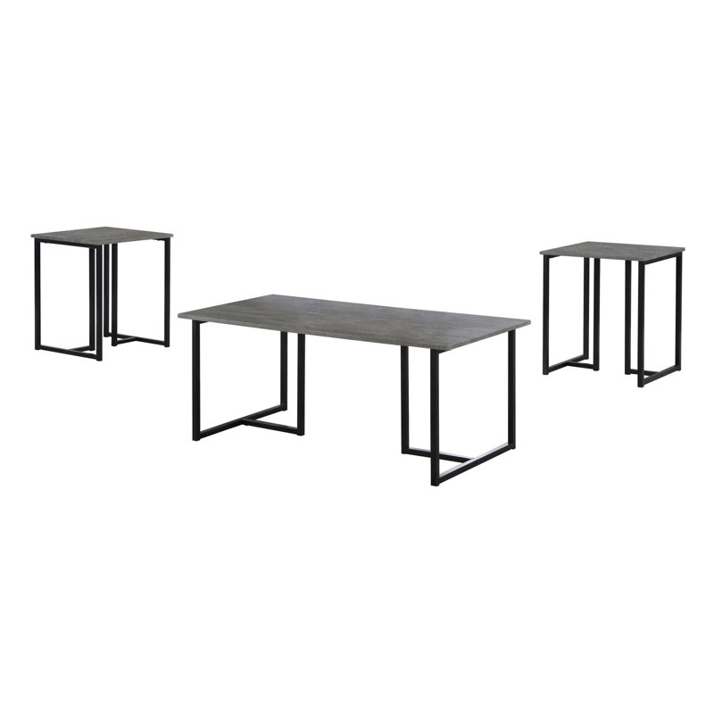 3-Piece Living Room Table Set in Grey and Black