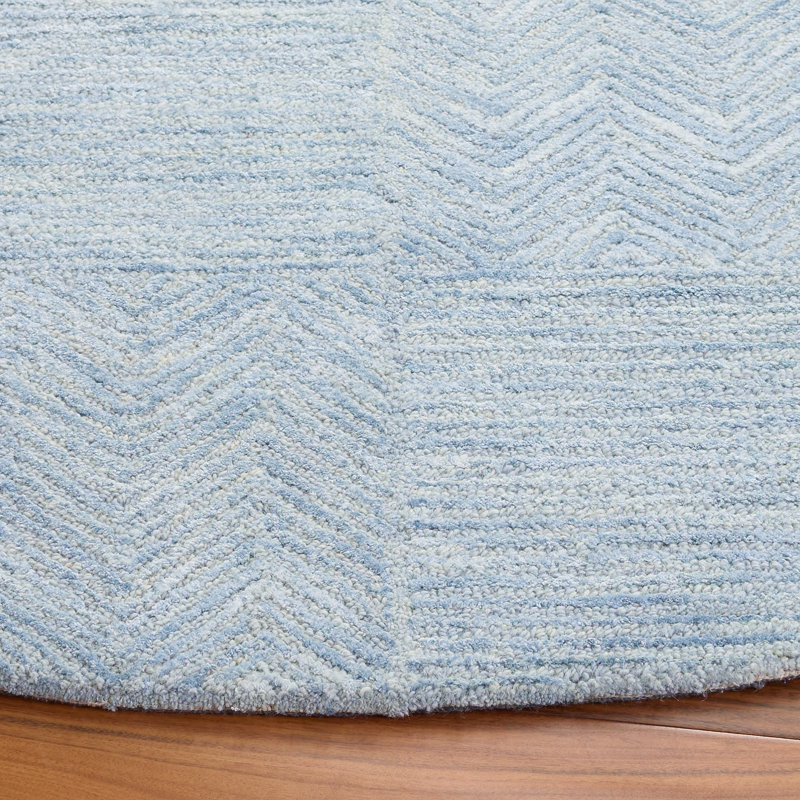 Soho 180 Hand Tufted Viscose/Wool Geometric Rug in Light Blue, Round 6'