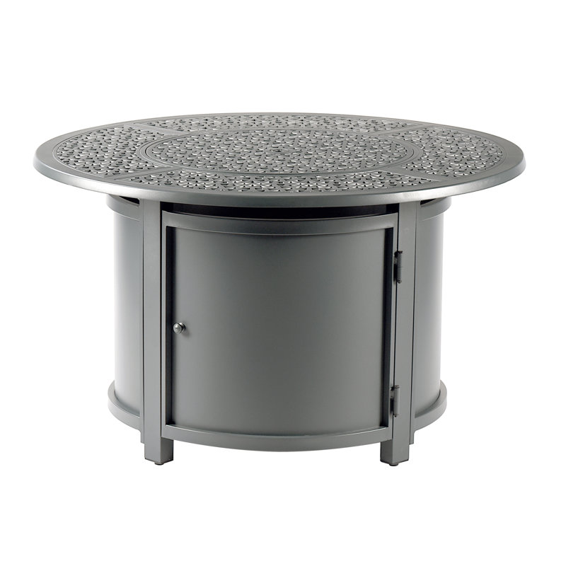 Aerne Round Propane Smokeless Fire Pit Table with Hidden Fuel Tank, Brown
