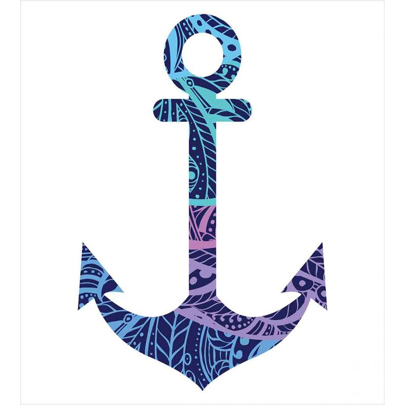Queen Size Purple and Blue Anchor Duvet Cover Set