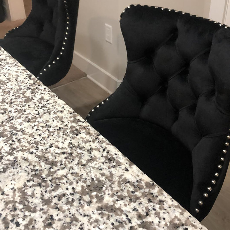 Modern Upholstered Tufted Swivel Velvet Bar Stools (Set of 4), Black
