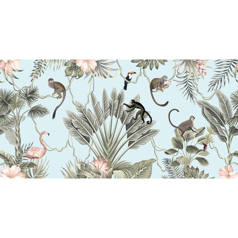 Papier peint amovible avec fond d'animaux Habitat de la jungle, L 9 po x l 15 po