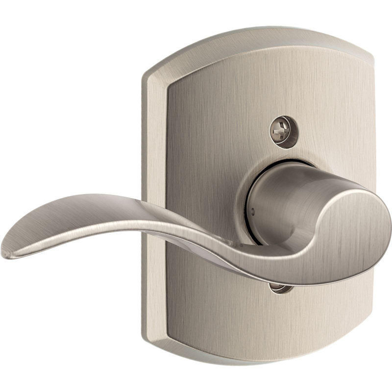 Accent Lever with Greenwich Trim Non-Turning Lock, Satin Nickel, Left Hand