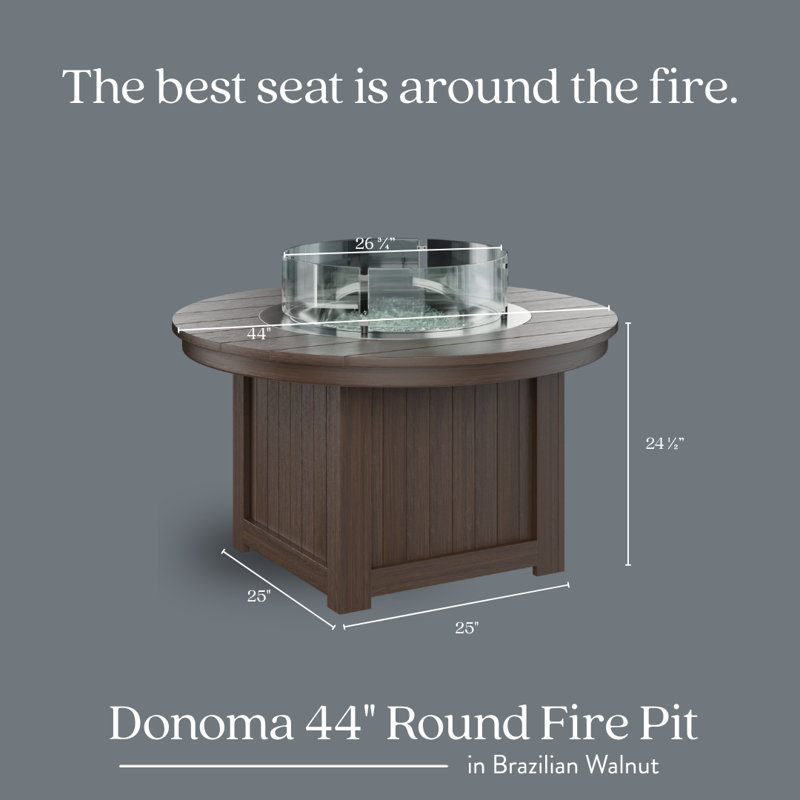 Berlin Gardens Donoma Round Fire Pit Table, 24.5" H x 44" W x 44" D, Sage Top with White Base