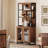 Modern 72" Tall Bookcase With Glass Doors And Adjustable Shelves, Library Book Shelf With Storage Cabinet And Open Book Shelfs, Wood Bookshelf For Home Office, Living Room, Brown-594137678-594137664-594137666