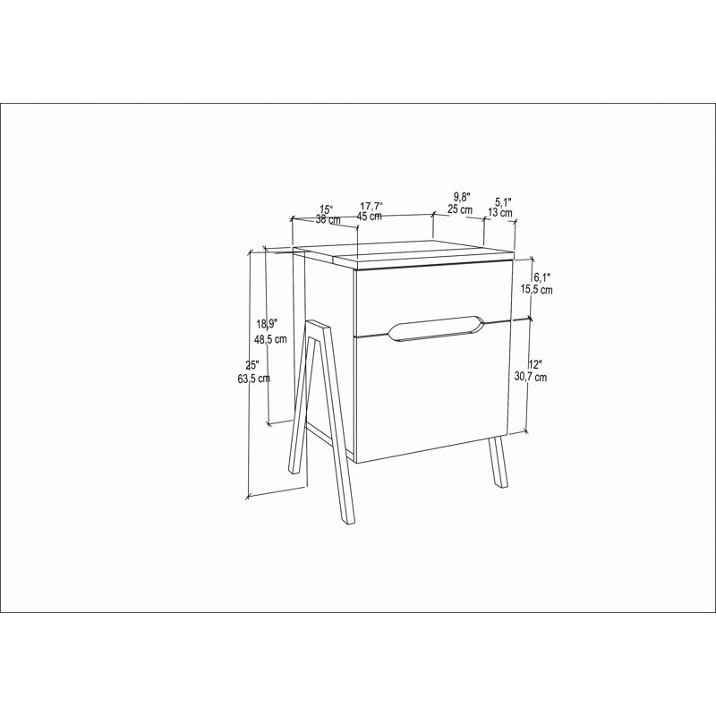 Arsenovic 45cm W Bedside Table