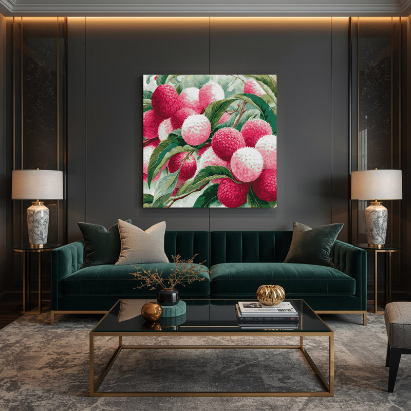 Fruit, litchi gris, art mural sur toile, H 12 po x l 12 po