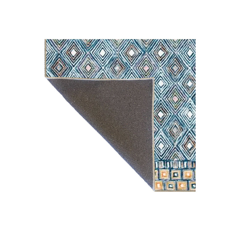 Tapis décoratif à motif géométrique et à motif géométrique bleu clair lavable à la machine