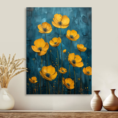 Reproduction d'art mural jaune et vert sur fond clair de lune - Buttercups
