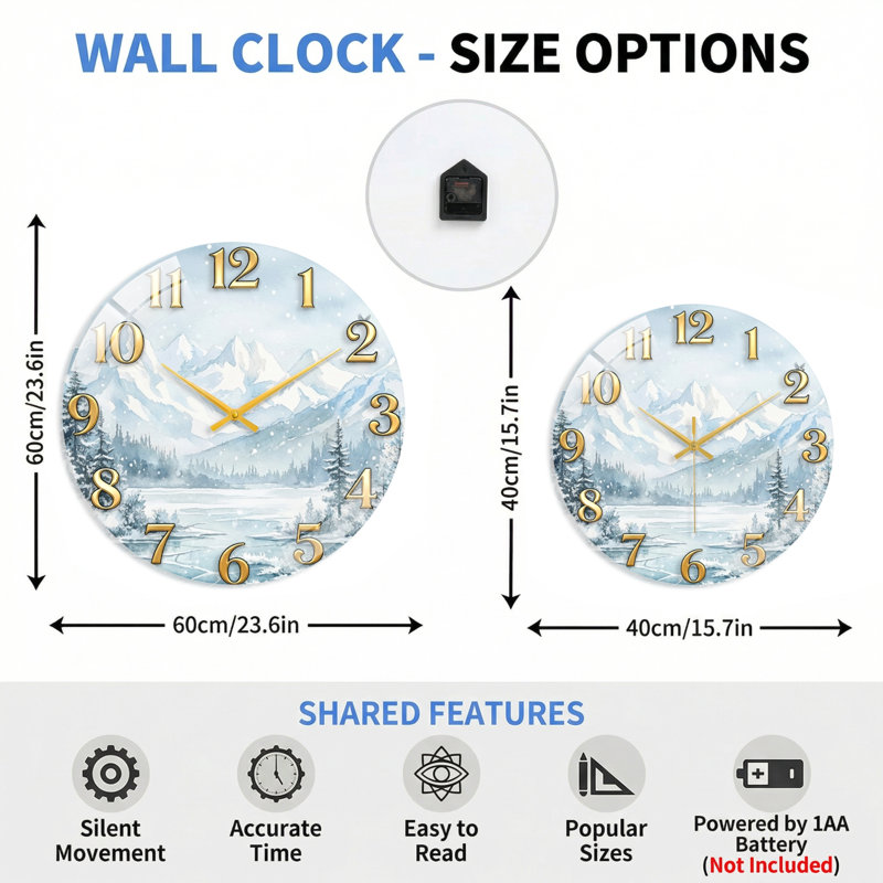 Horloge murale décorative moderne, 60x60cm(23.6x23.6inch)