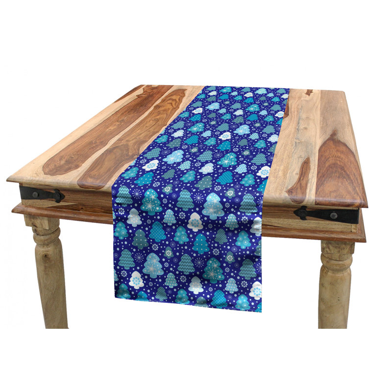 Geometric Christmas Table Runner, 120" x 16", Violet/Blue