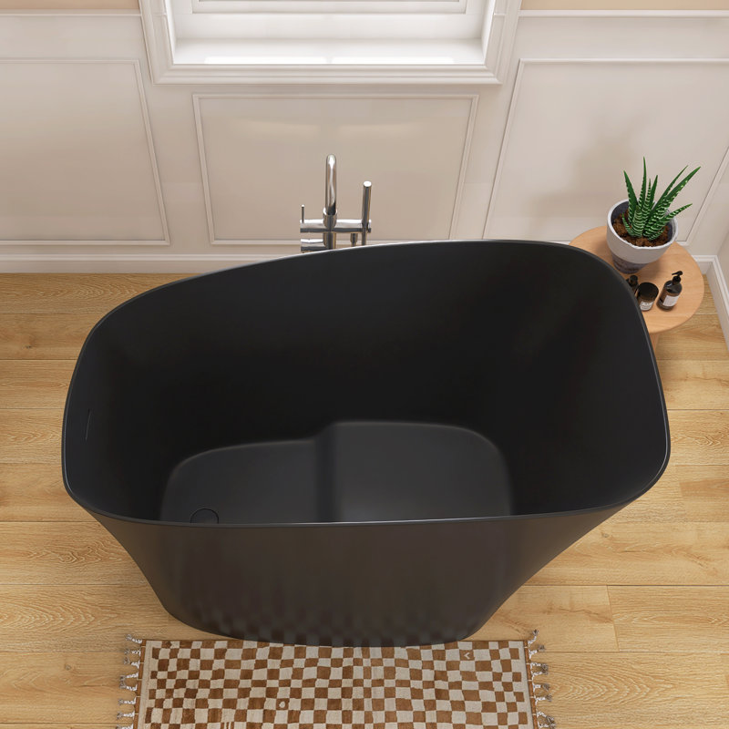 Fslefay 51'' Freestanding Bathtub Solid Surface Deep Soaking Tubs, Black