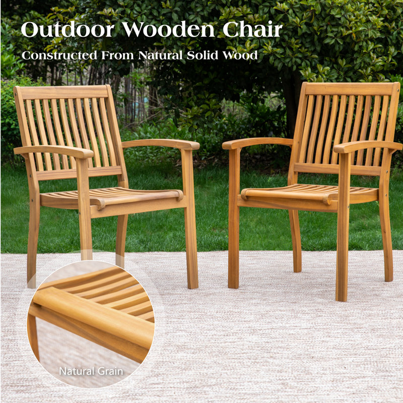 Narducci Acacia Patio Dining Set with Extendable Rectangular Table, 6