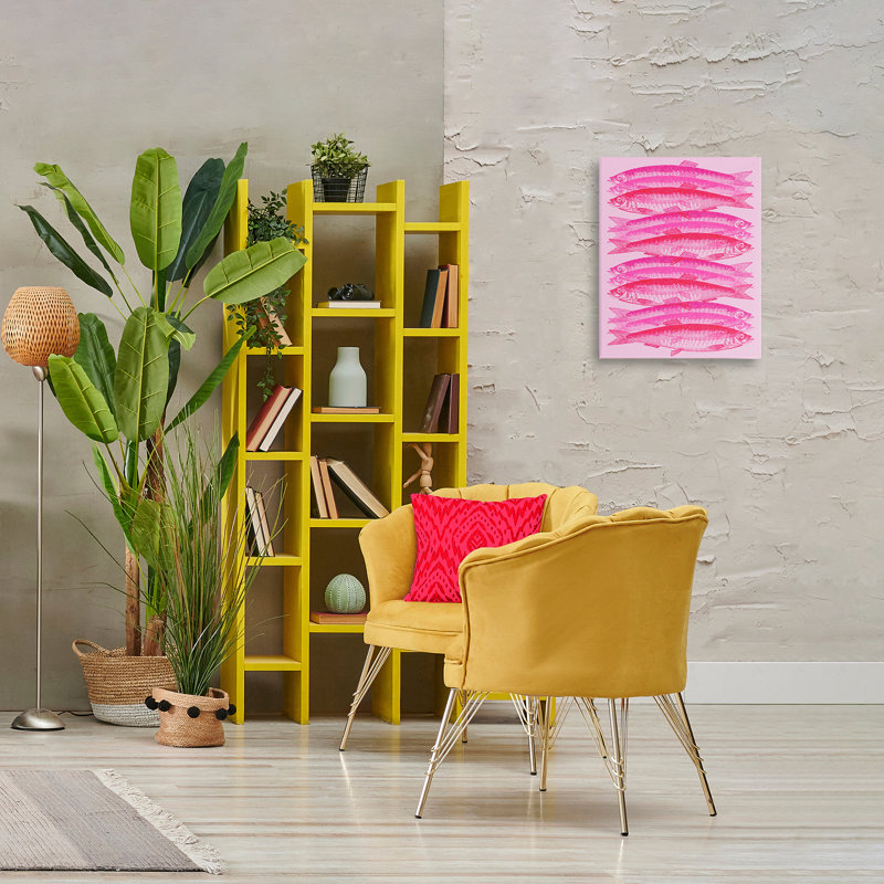 "Pink Layered Fish", art mural par Daphne Polselli, H 20 po x l 16 po