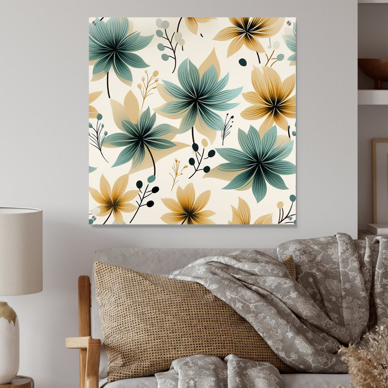 Laurine - Art mural acrylique sur verre floral, H 36 po x l 36 po
