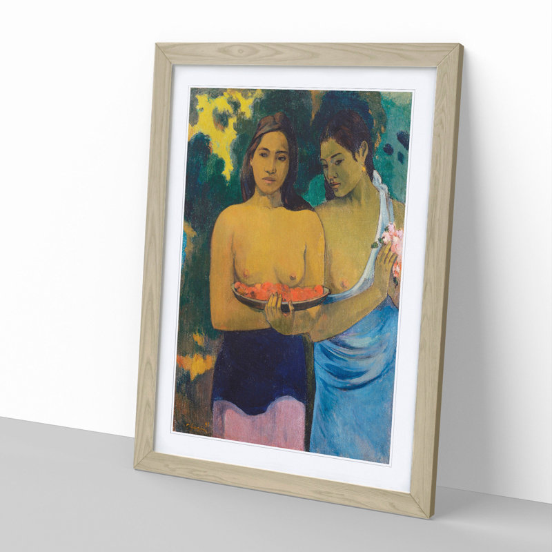 Two Tahitian Women by Paul Gauguin - Picture Frame Painting, 48cm H x 36cm W x 2cm D, Oak Framed