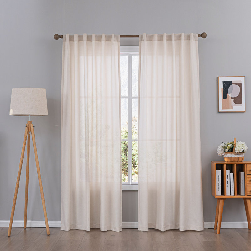 Paire de rideaux semi-transparents Dabachi, Crème, L 52 po x L 96 po