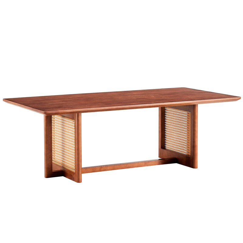 Et table basse rectangulaire en bois massif - couleur noyer, agréable pour le bureau à domicile