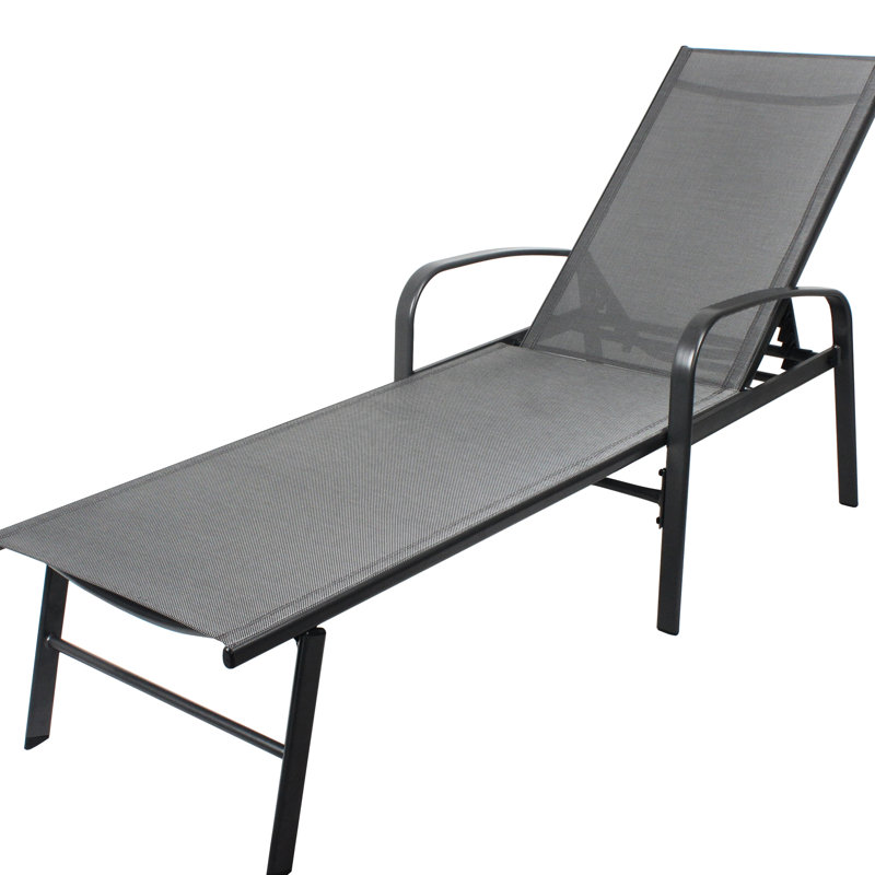 Swimming Pool Recliner In Gray - Steel Frame, Rust- Finish, Fabric, Pillow, Adjustable Comfort Lounge Chair For Patio Steel, Rust- Waterproof , Fluffy