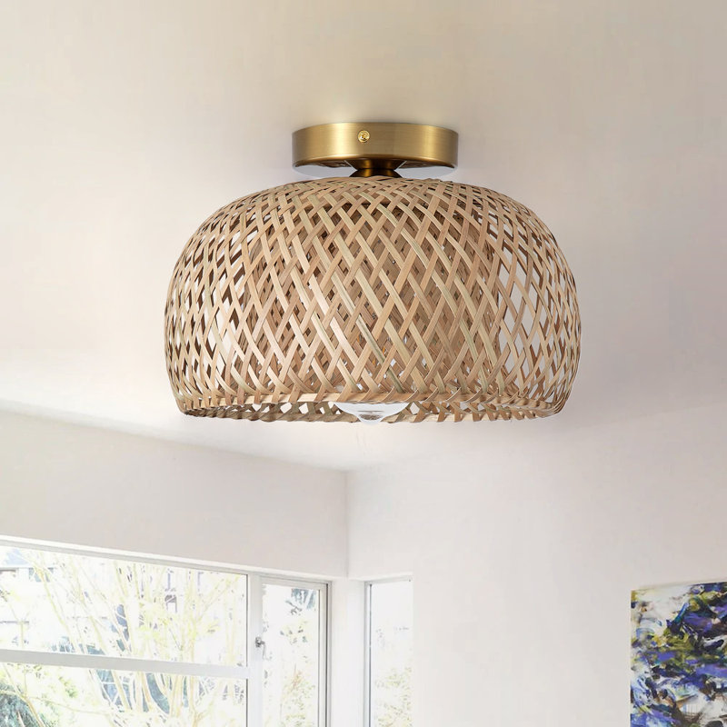 Plafonnier encastré unique en bambou à intensité variable 1 lumière Kadeyn